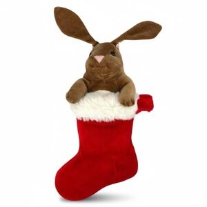 Vintage Velveteen Rabbit Plush in Christmas Stocking Holiday Decor 12"